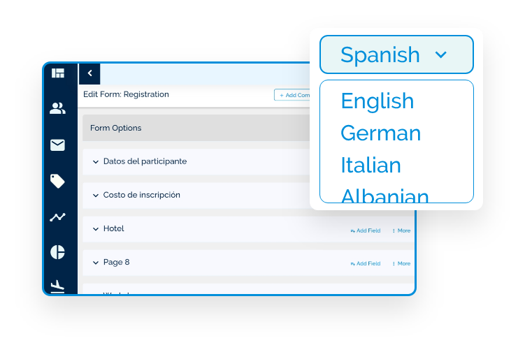 Multilingual booking forms